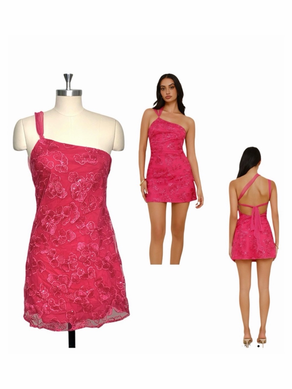 Hello Molly Nightfall Energy One Shoulder Mesh Mini Dress Pink Size 6 NWT